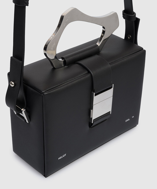 Heliot Emil Чорна шкіряна сумка з принтом логотипа 15041 зображення 4