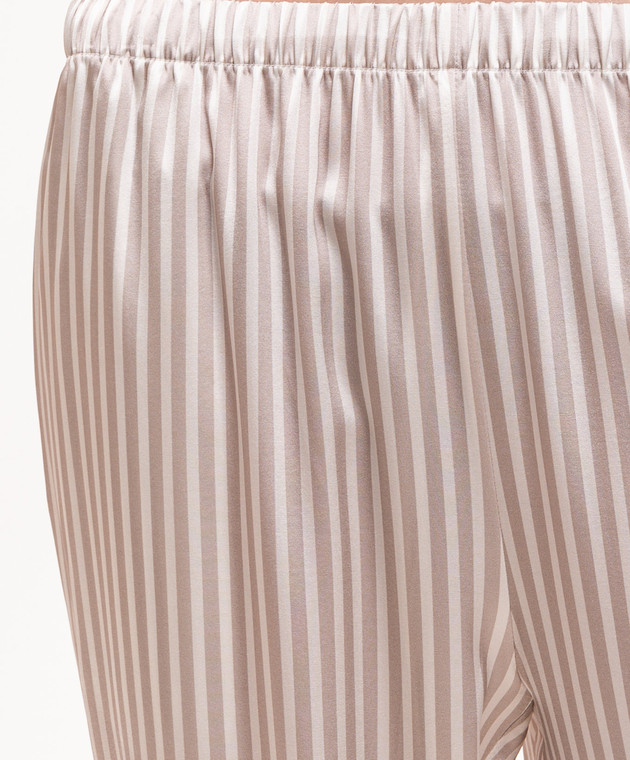 Dore & Rose Бежева піжама в смужку із шовку SILKPJSET зображення 4