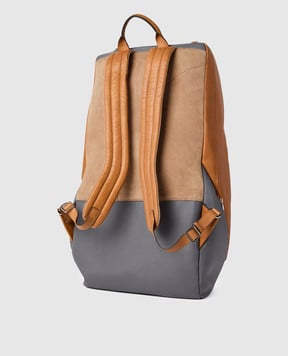 Brunello Cucinelli Комбинированный коричневый рюкзак-сумка Tennis MBZIUBBT06