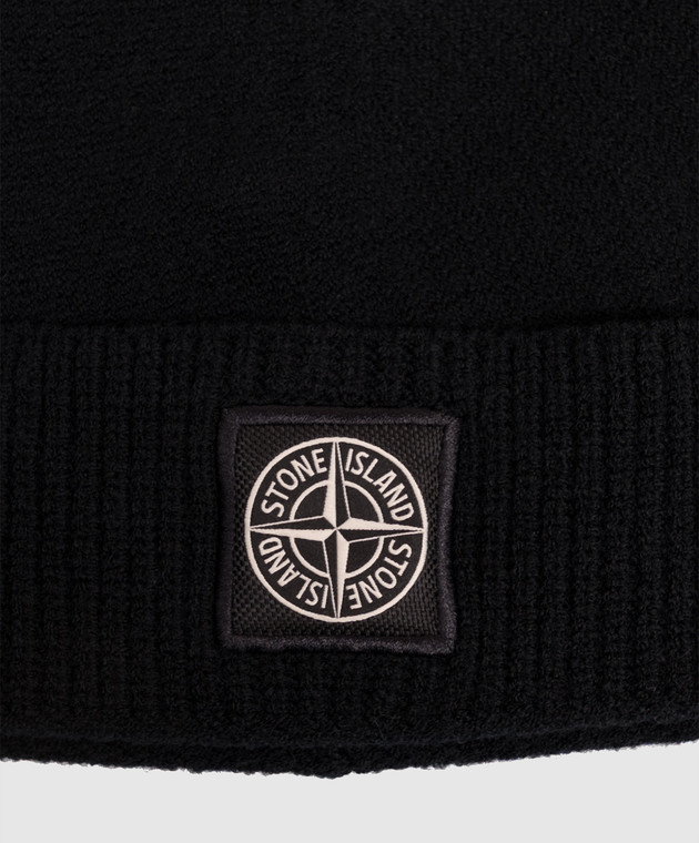 Stone Island Чорна шапка-біні з вовною L2S15N100007S01A1 зображення 4