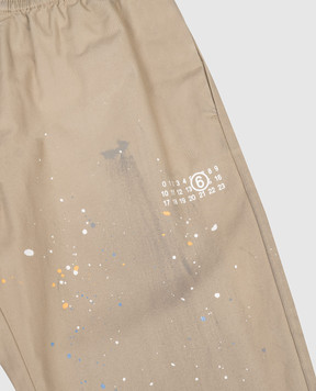Maison Margiela MM6 Детские коричневые брюки в принте в виде пятен краски M60953MM07B