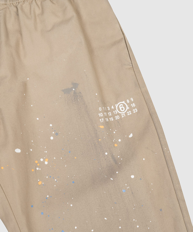 Maison Margiela MM6 Дитячі коричневі штани в принт у вигляді плям фарби M60953MM07B зображення 3