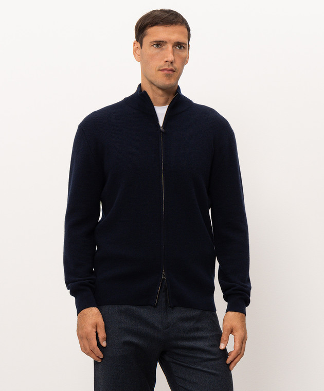 Canali Синій кардиган з кашеміру MK02546C0022 зображення 3