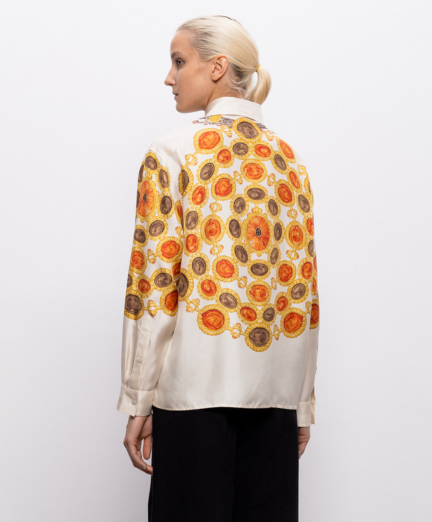Versace Блуза цвета айвори из шелка в принт 10242211A18007 изображение 3