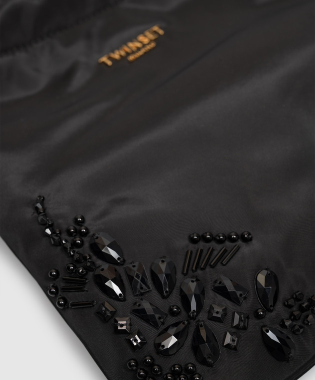 Twinset Чорна сумка-кісет з намистинами 262TL8052 зображення 4