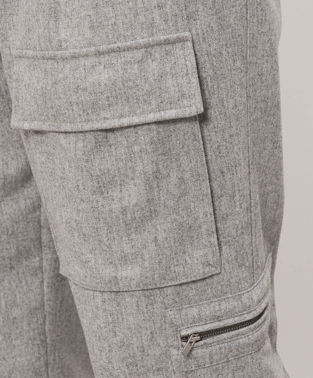 Brunello Cucinelli Серые брюки-карго из шерсти M038PF3010 изображение 5
