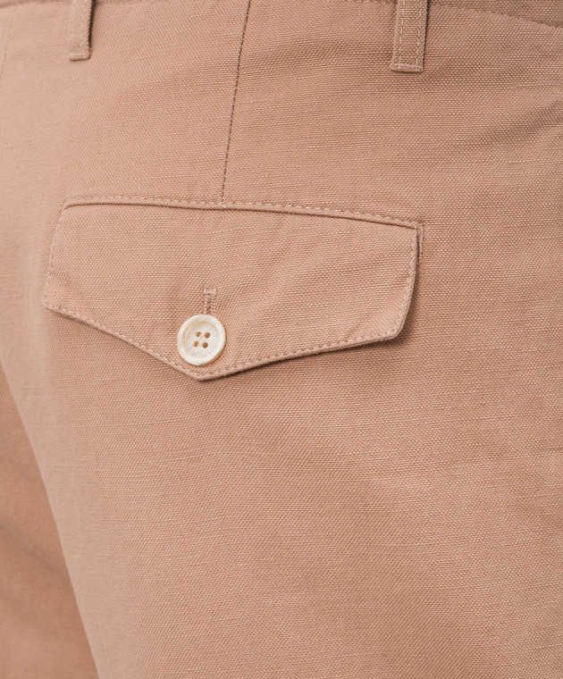 Brunello Cucinelli Бежевые брюки с льном MP44DS2440 изображение 5