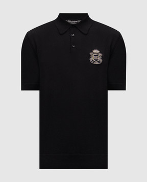 Dolce&Gabbana Черное поло из хлопка с монограммой логотипа GXZ02ZJBCIU