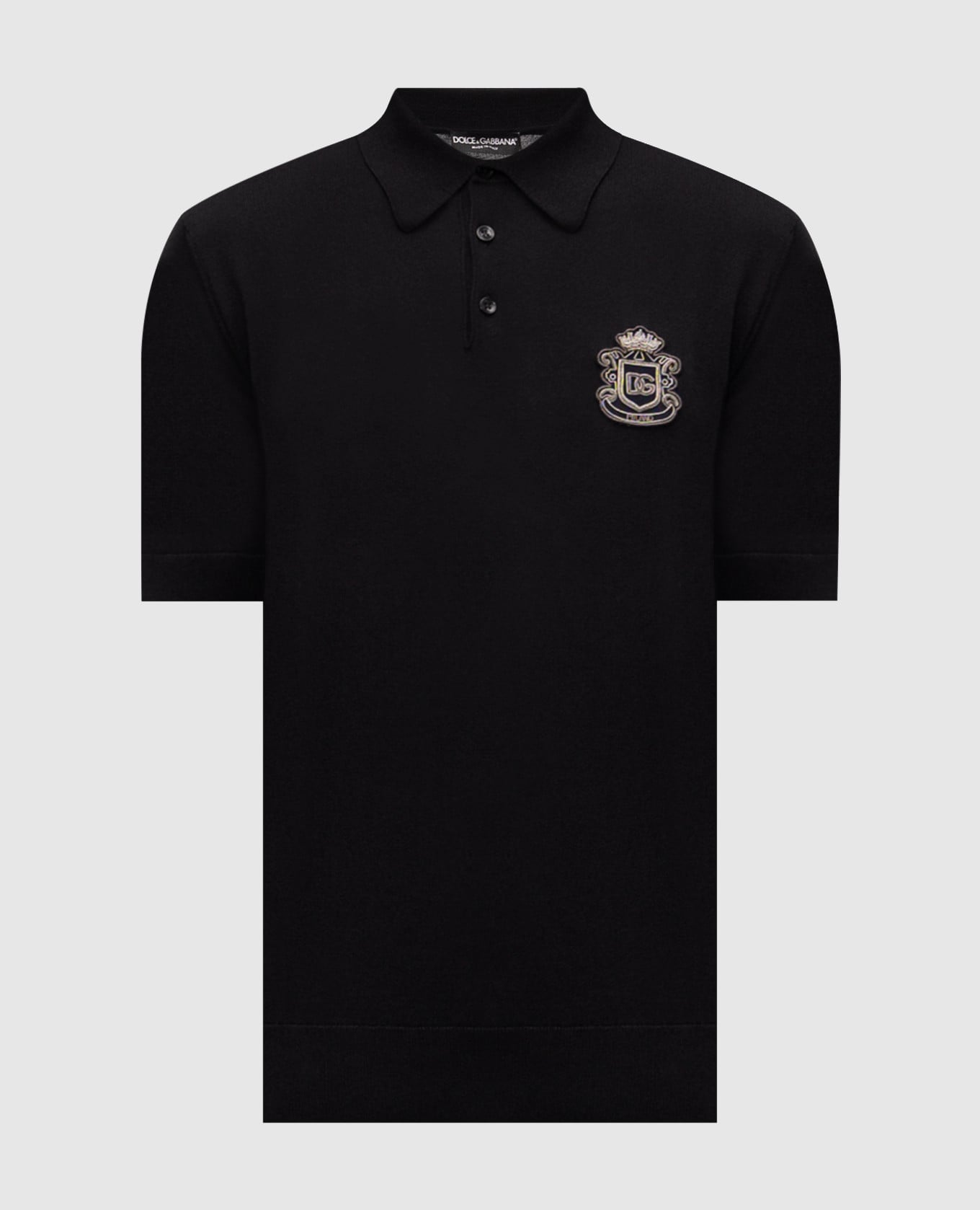 Черное поло из хлопка с монограммой логотипа