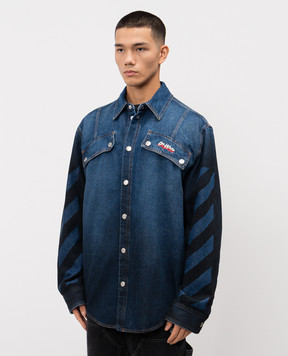 Off-White Синя джинсова сорочка з вишивкою логотипа OMYD05NF25DEN001