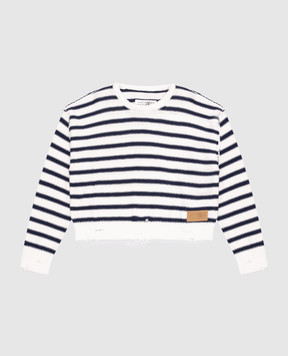 Maison Margiela MM6 Дитячий білий джемпер в смужку з проріхами M60988MM07U