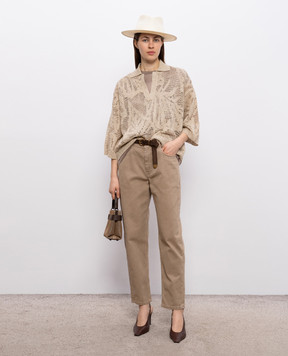 Brunello Cucinelli Бежевые джинсы с логотипом патча MB057P5319