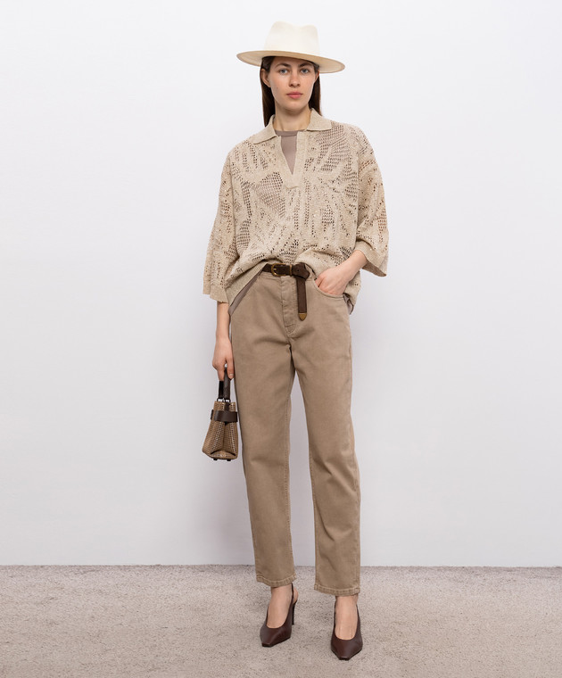 Brunello Cucinelli Бежевий топ із шовку M0C59EH500 зображення 2
