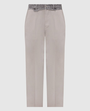 Maison Margiela MM6 Сірі штани з вовною з патчем логотипа SH0KA0062MTN130