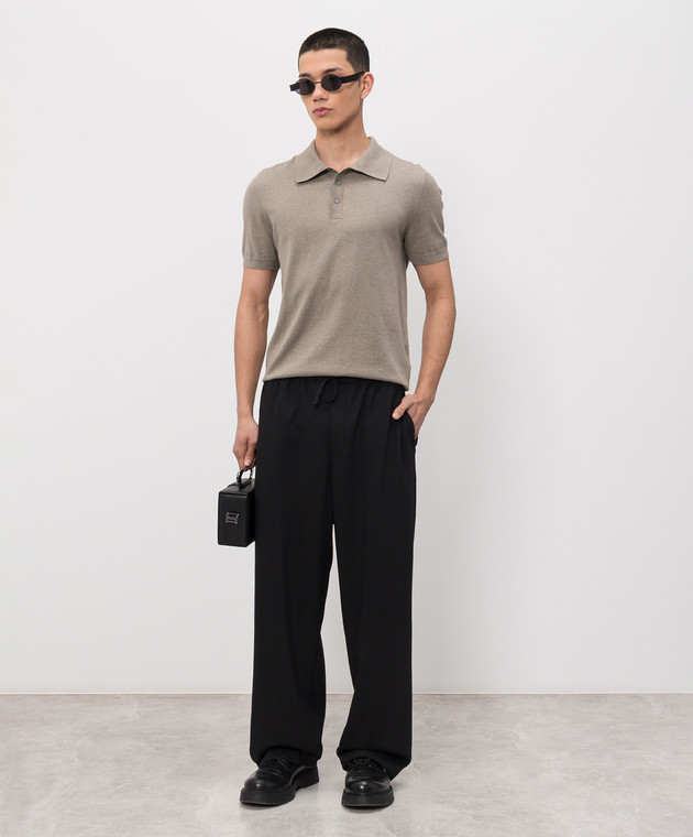 Heliot Emil Поло Alae кольору хакі з шовком M07091 зображення 2