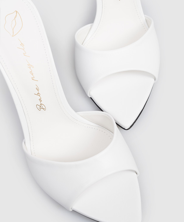 Babe Pay Pls Белые кожаные мюли 205804KO изображение 5