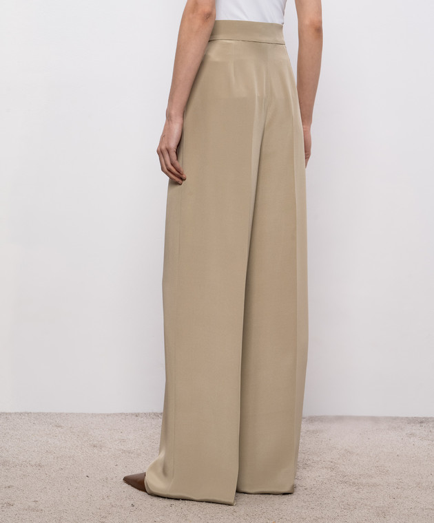 Max Mara Брюки цвета хаки PALANCA из шелка MXEPALANCA изображение 4