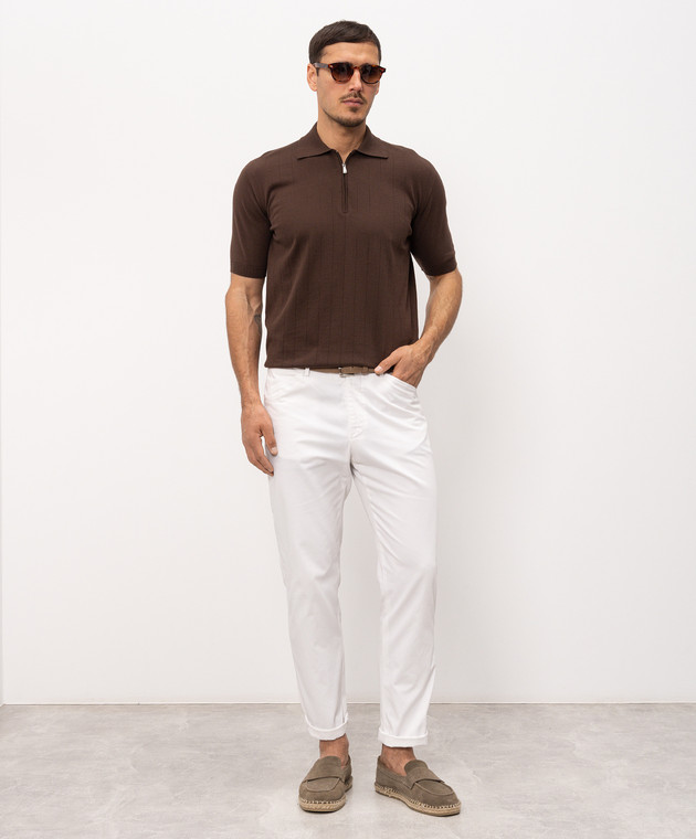 Bilancioni Коричневе поло в перфоровану смужку BE26M5PZF5 зображення 2