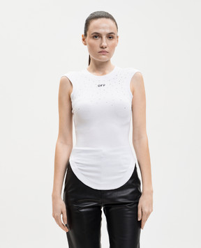 Off-White Белый топ с кристаллами Swarovski 2AD26XS26JER002