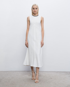 Brunello Cucinelli Біла сукня міді з льоном MH126AFR61