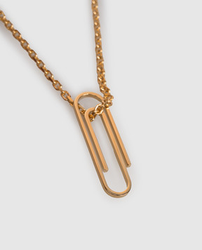 Off-White Золотая цепочка с подвеской Paperclip OWOB145S26MET001