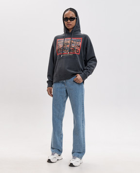 Off-White Сіре худі Flowers Field 2FE00447T