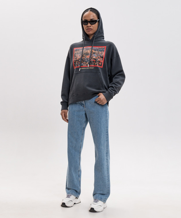 Off-White Сіре худі Flowers Field 2FE00447T зображення 2