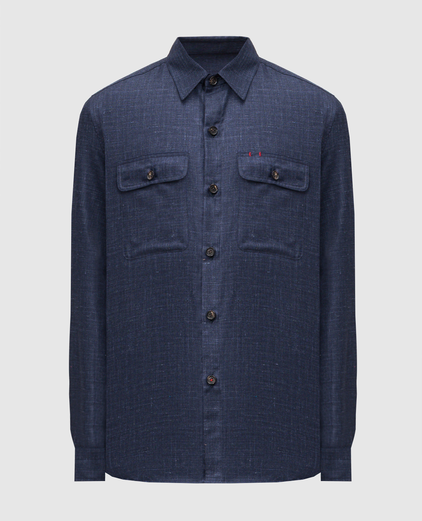 

Синяя рубашка из шерсти, кашемира, шелка и льна, Синий, Рубашки