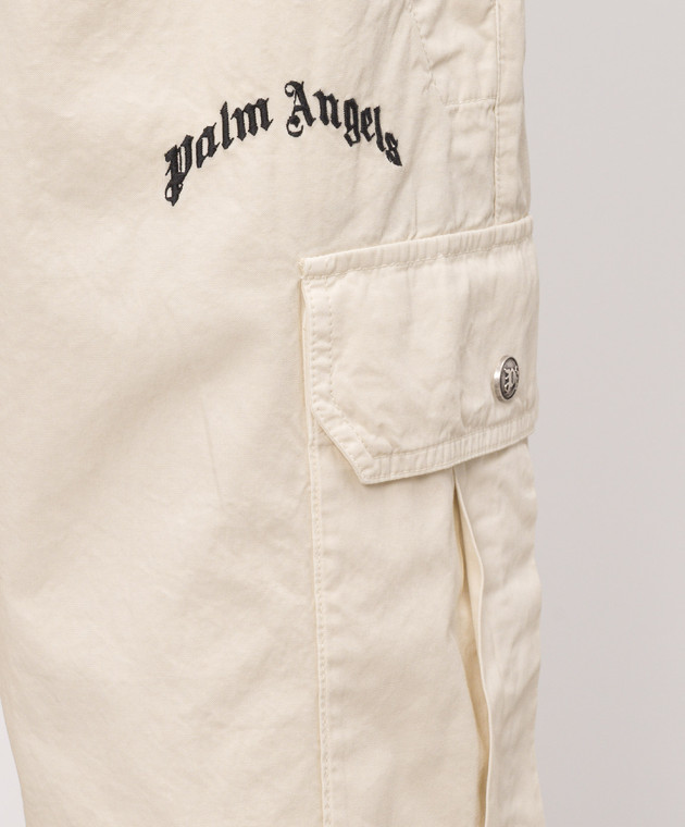 Palm Angels Бежеві шорти-карго з вишивкою логотипа PMCS012S26FAB002 зображення 5