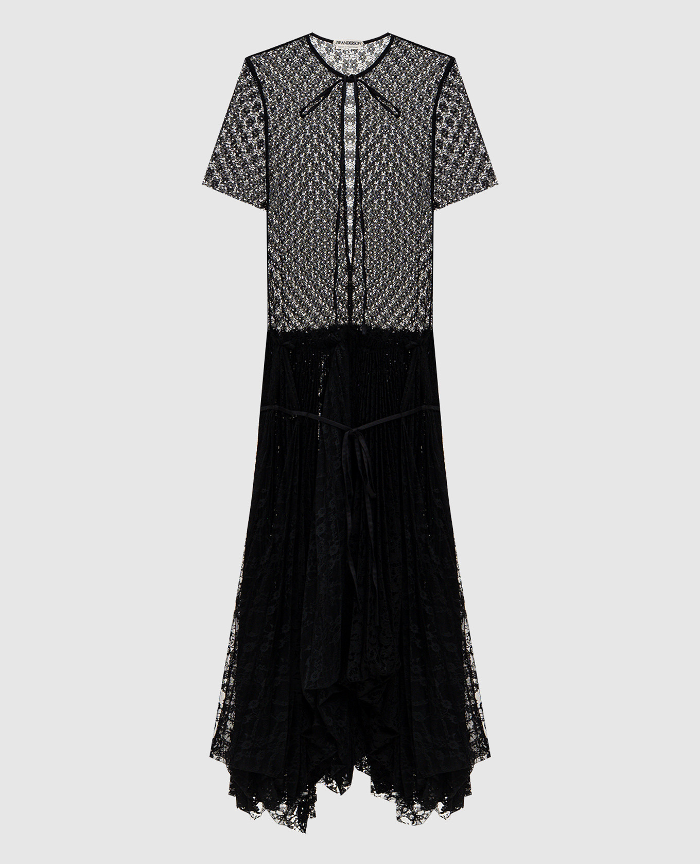 

Черное платье из кружева с плёсированием, Черный, Повседневные платья