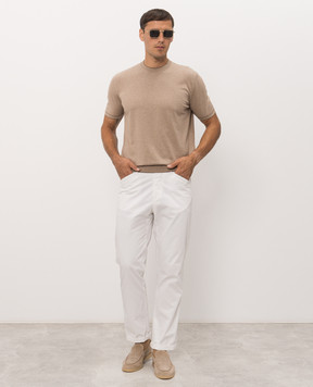 Bertolo Cashmere Бежева футболка з окантуванням 902204002056