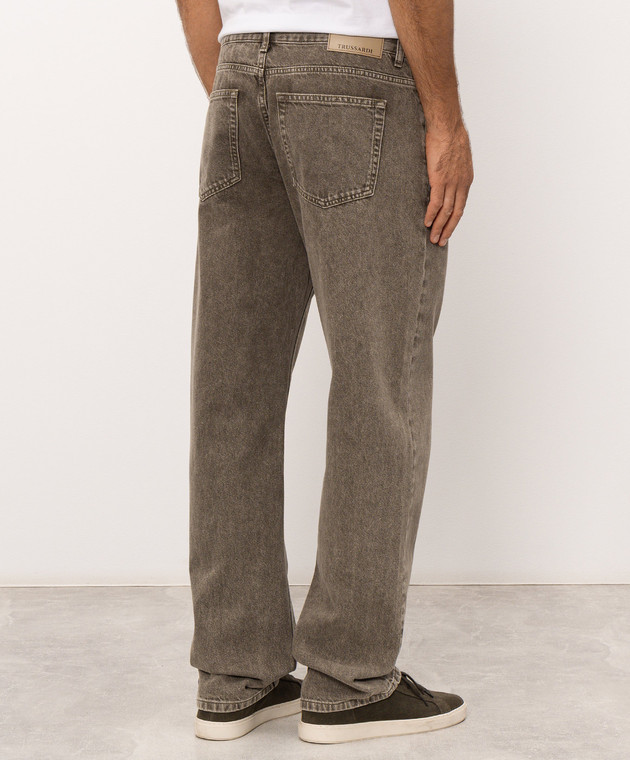 Trussardi Джинсы цвета хаки с вышивкой эмблемы P404HG04954NMJ390D80 изображение 4