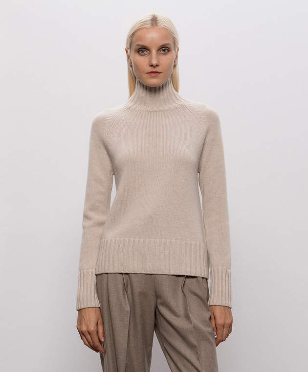 Max Mara Бежевый свитер MANTOVA из шерсти и кашемира SMMMANTOVA изображение 3
