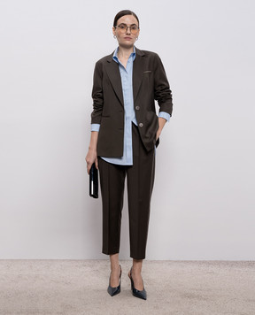 Peserico Коричневые брюки из шерсти с цепочкой мониль A0407202584