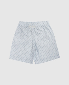 Off-White Дитячі блакитні шорти в принт логотипа 44BCB00CS26F001