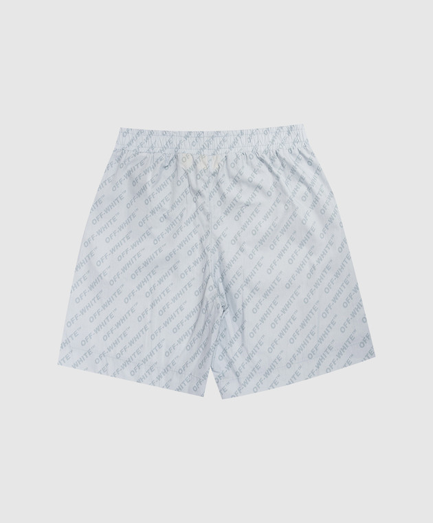 Off-White Дитячі блакитні шорти в принт логотипа 44BCB00CS26F001 зображення 2