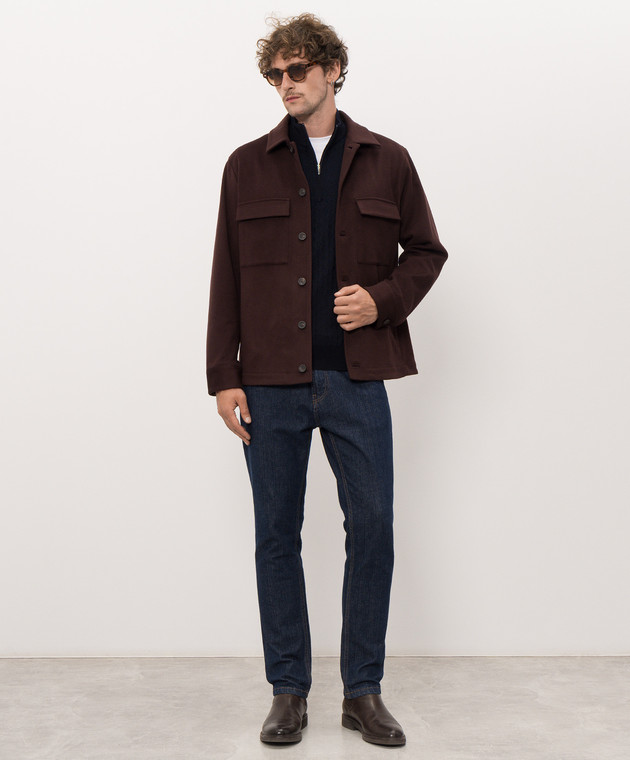 Bertolo Cashmere Синий джемпер с шелком и шерстью 902645002566 изображение 2