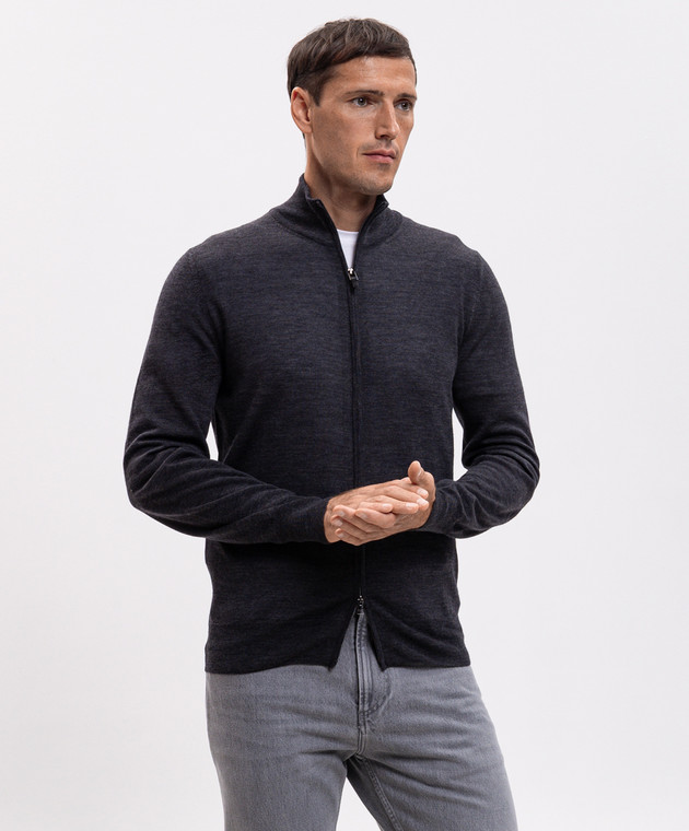 Canali Темно-сірий кардиган з вовни MK01149C0022 зображення 3