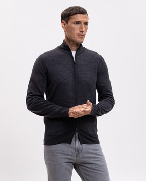 Canali Темно-серый кардиган из шерсти MK01149C0022