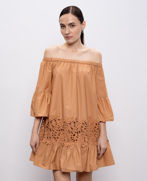 Twinset Коричнева сукня з мереживом 261LB2AEE