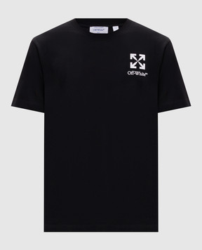 Off-White Чорна футболка з принтом логотипа та емблеми 44MAA027S26J00B