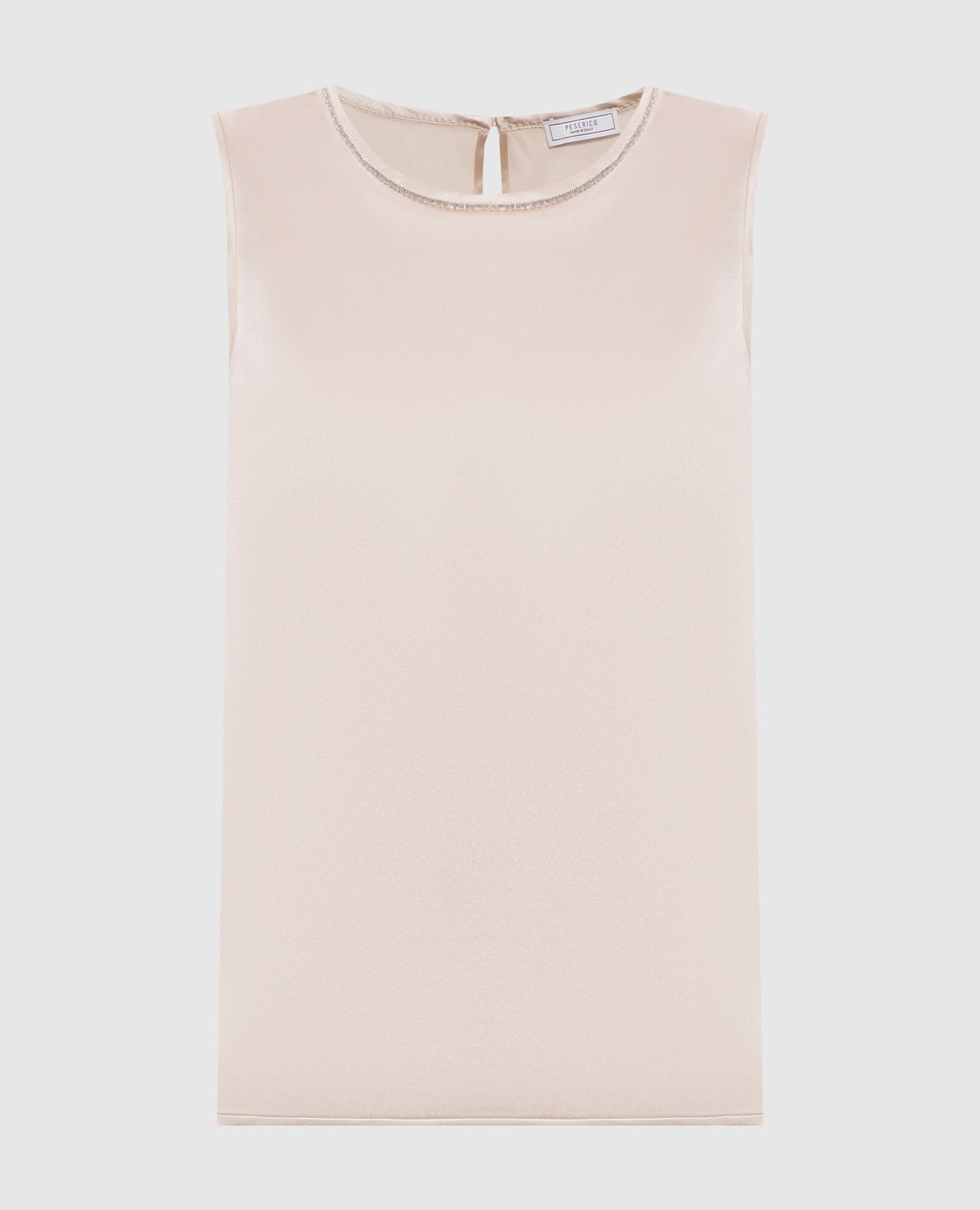 Бежевая блуза из шелка с цепочкой мониль