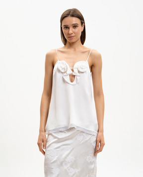 Magda Butrym Білий топ із шовку з аплікацією TOP01223526