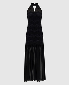 Twinset Чорна сукня міді з мереживом 261TP2780