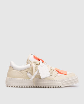 Off-White Бежевые кожаные кроссовки 3.0 Court с аппликациями OWIA28ES26LEA001