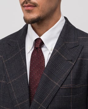 Brunello Cucinelli Бордовый галстук из шелка в геометрический узор MR8840018