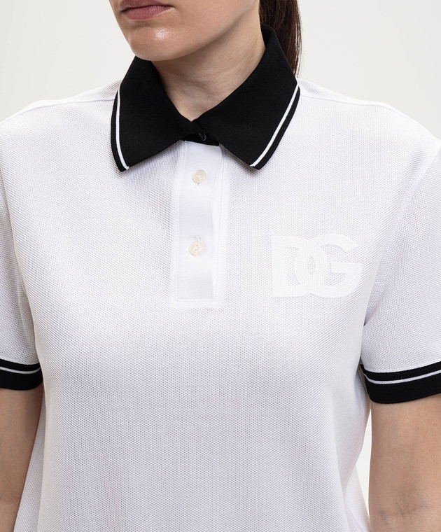 Dolce&Gabbana Белое поло с монограммой F8V33ZGDDMH изображение 5