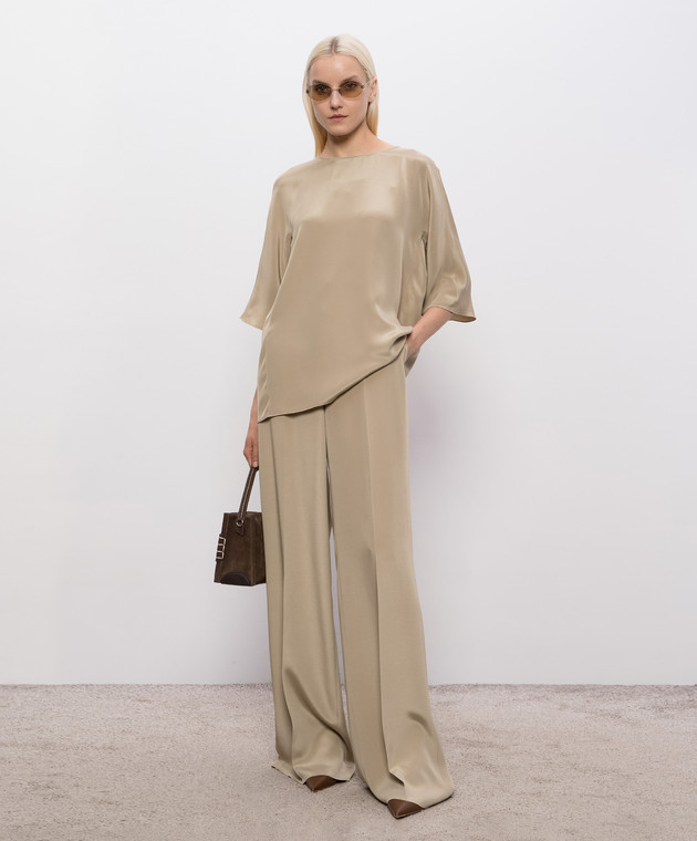 Max Mara Бежева блуза MXEGATTINI із шовку MXEGATTINI зображення 2