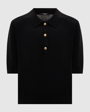 Balmain Черное поло из шерсти HF1GB040KJ99