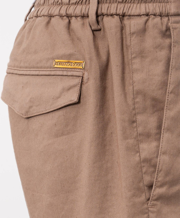 Stefano Ricci Коричневые шорты с льном M1T6100180LCTL1U изображение 5